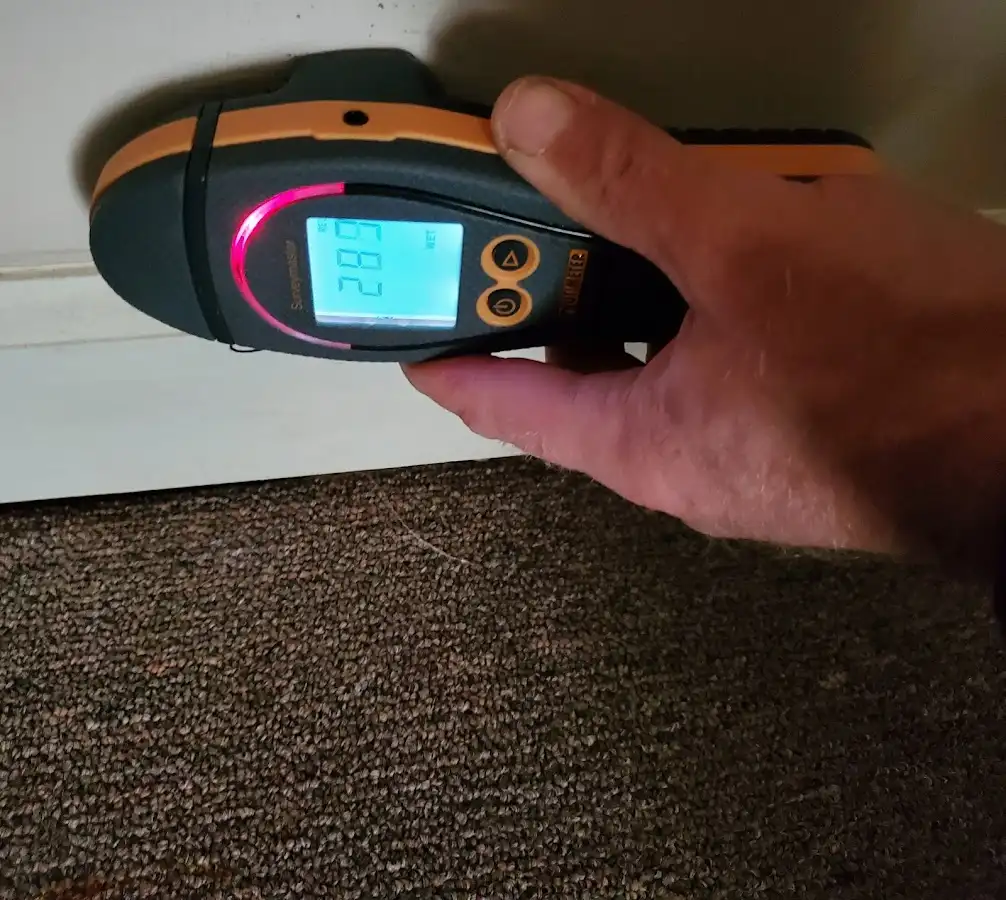 Moisture detection at baseboard during Sewage Cleanup & Sanitation in Odessa